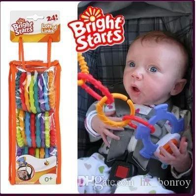 Baby Teether 24 Pieces / set Bright Starts Rainbow Ring Baby Toys Brinquedo Para Bebe Baby Teething Toys Massager