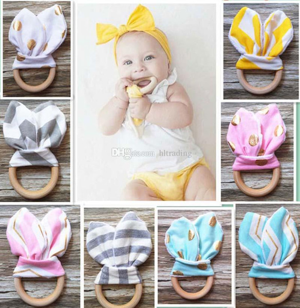 31 colors Infant baby Teethers Teething ring teeth Fabric and Wooden Teething training Crinkle Material Inside Sensory Toy Soothers C1745