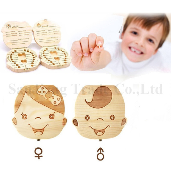 Baby Teeth Storage Box Save Milk Tooth Wooden Boxes Boys Girls Image Organizer Deciduous Teeth Case Childs DIY Creative Boutique A122605