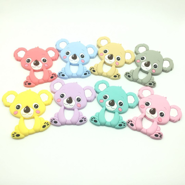 2017 Lot of 10 pcs Koala Teething Pendant Teether Necklace BPA Free Baby Chew Toy Animal Koala Teether Cartoon Nursing Jewelry Teether