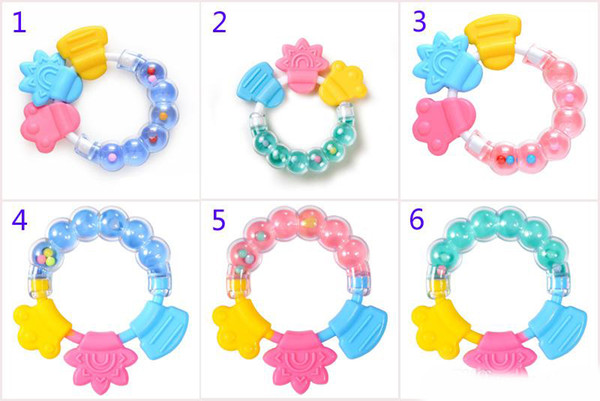 6 Style Silicone Teether Baby Pacifier toys Baby Teething rattle Newborn Nursing toy Teether Chewable Nursing Beads for Infant Baby