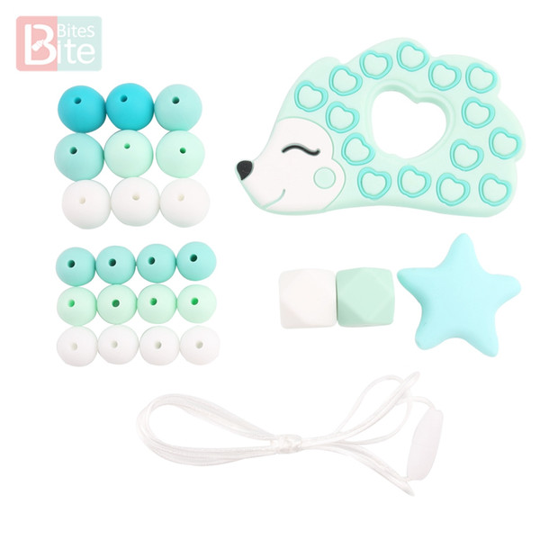 Bite Bites 1Set Diy Silicone Rodent Teether Hedgehog Star Hexagon Beads Nursing Necklace Accessory For Rodents Baby Gift