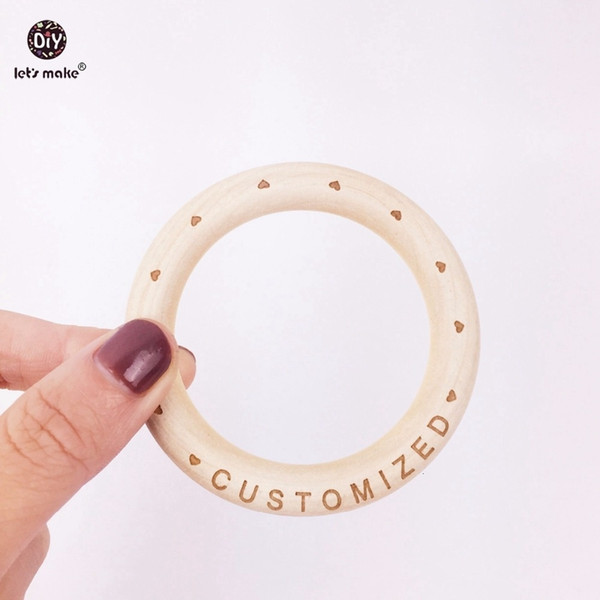 Let's Make Baby Wooden Ring 70mm Wooden Bracelet 20PCS Customized Wood Teether Natural Maple Baby Bracelet Teether for Baby CJ191115