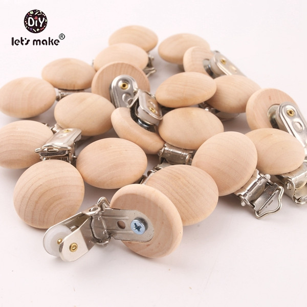 Let's Make 20pcs Pacifier Clip Making Wooden Soother Clip Nursing Accessories Diy Dummy Clip Chains Wooden Baby Teether 29*45mm V191109