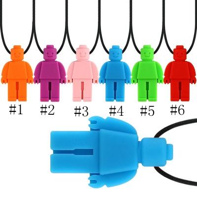 Chew Necklace Silicone Robot Pendant Baby Teether Food Grade Chewable Figurine Necklace Sensory Toy for Autism EEA1279