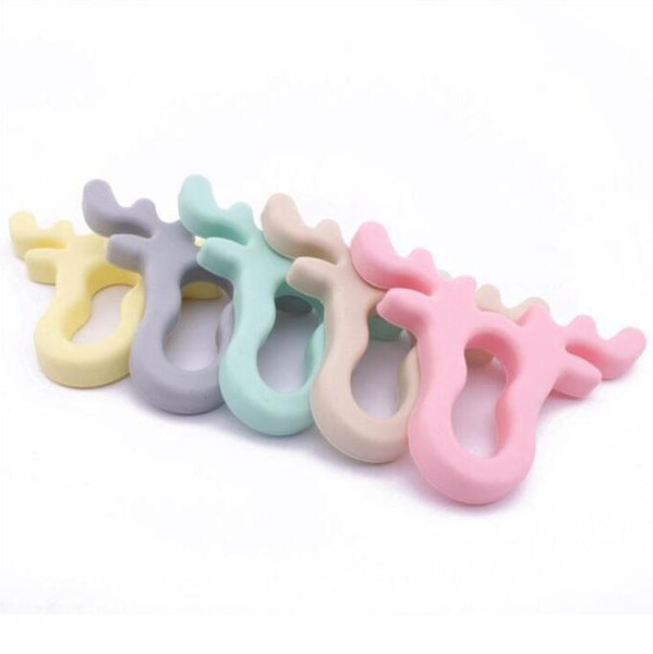 Baby Teeth Training Toys Gifts Infant Food grade silicon antler Animal pacifiers toothpaste Newborn Toddlers Chewing Molars teethers C617