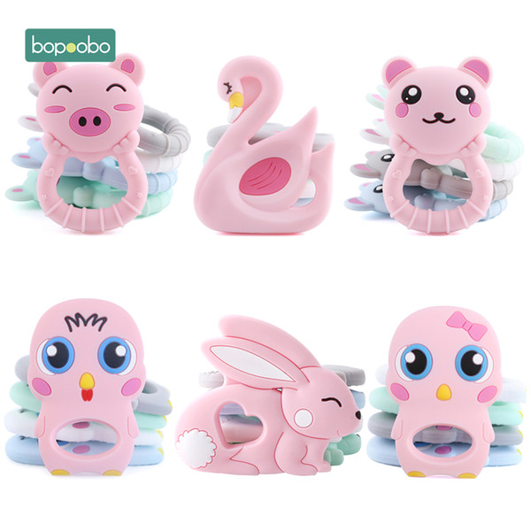 Bopoobo 1pc Baby Teether Silicone Pig Grade Brid Teether Nursing Teething Necklace Accessories Baby Products Safe Toys