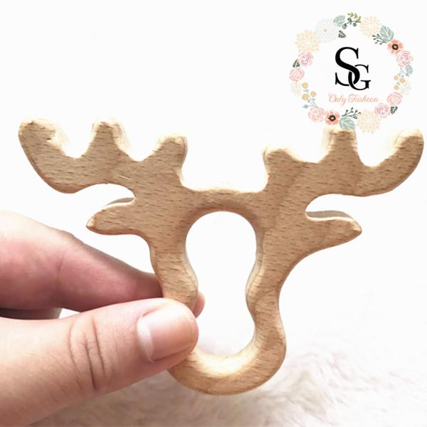 10 pcs per lot Natural wood moose teether,wood moose teething pendant.High-Quality Untreated Wood moose teether,moose heads shape teether