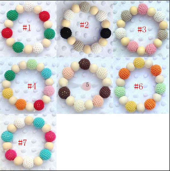 High quality 7 colors Infant Wooden Teethers baby Teething ring toddler Soothers 300PCS