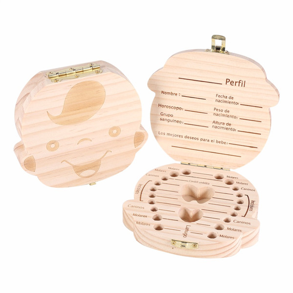 Wholesale Tooth Box for Baby Save Milk Teeth Boys/Girls Image Wood Storage Boxes Creative Gift for Kids Travel Kit 2 styles