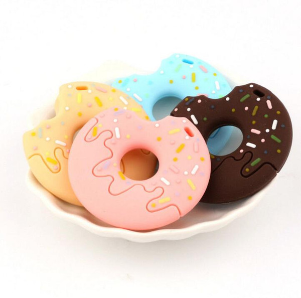 Silicone Pacifier Clip Donut Pendant Teether Chew Toy Donut Teether Pendant DIY Crafts Teether Toys Chew Pendant KKA3815