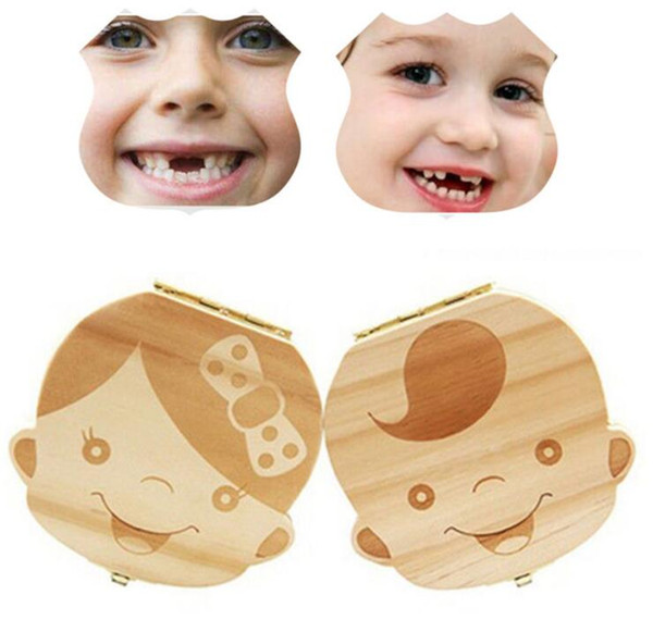 Baby Teeth Box Organizer Save Milk Teeth Wood Storage Box Great Gifts 3-6YEARS Creative For Kids Boy Girl Image