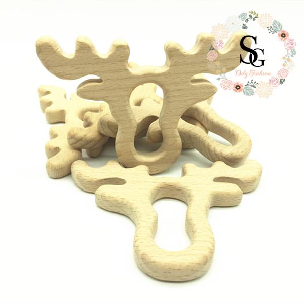 20 pcs per lot Natural wood moose teether,wood moose teething pendant.High-Quality Untreated Wood moose teether,moose heads shape teether