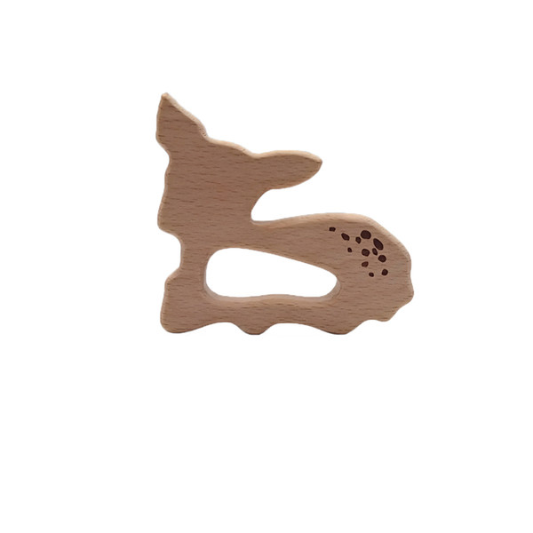 Baby Interesting Baby Handmade Natural Wooden Deer Teether Teething Pendant Shower Toys DIY Gift baby shower bracelet Wood Teether