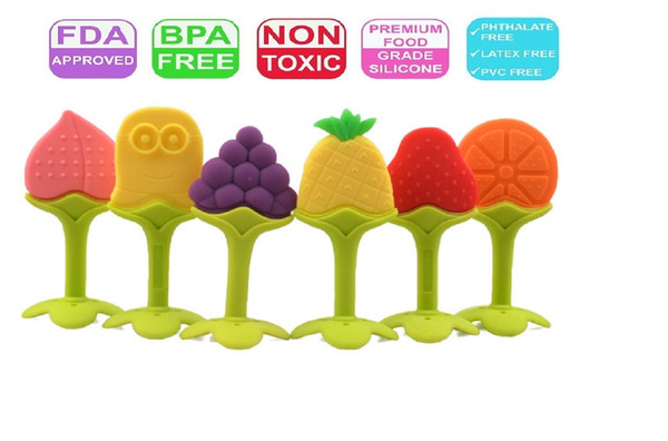 Baby Fruit Teether Non-Toxic, Latex and Phthalate Free Silicone Teething Toy