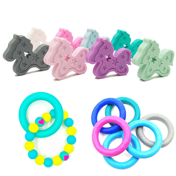 Silicone Baby Teethers Bracelets Rings Horse Necklace Teether Baby Soothers Safe Healthy BPA Free Silicone Teething Baby Nursing Teeth