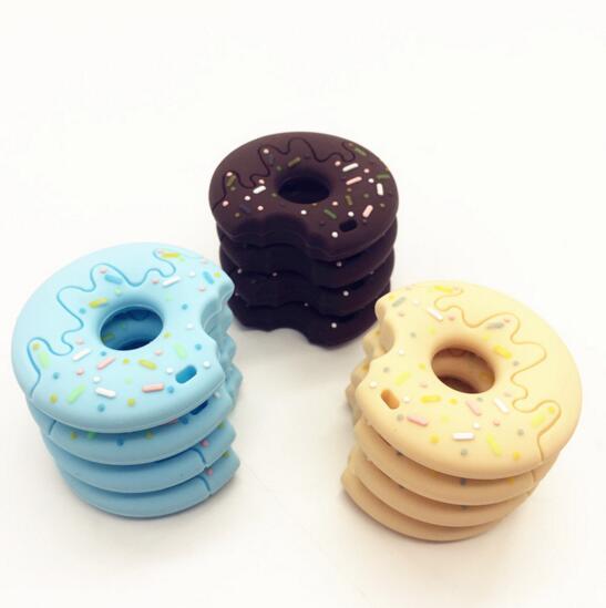 Silicone Baby Teething Toy Teether Teeth Grinding Cookies Donut Pendant Chewable Soothe Sore Gums Reduce Drooling