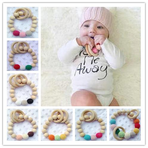 20pcs\lot Crochet nursing toy - toddler Teething toy -baby teething necklace - crochet teether- Wooden Teether- baby Teething Ring