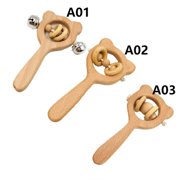 Natural Beech Wood Teething Rattle Baby Nursiing Chewable Teethers Tiny Rod Wood Blanks Baby Accessories for Teeth rodents