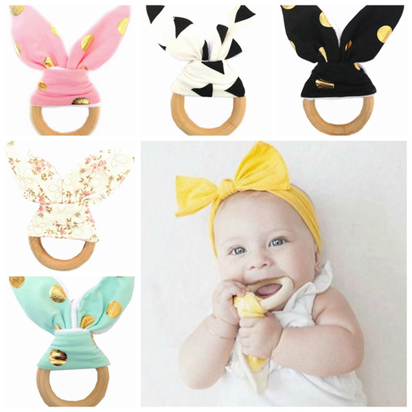Bunny Ear Teether Wooden Teething Ring Baby Teething Toy Child Chews Baby Teeth Stick Baby Care Tools 30 Designs 60pcs DHW1908