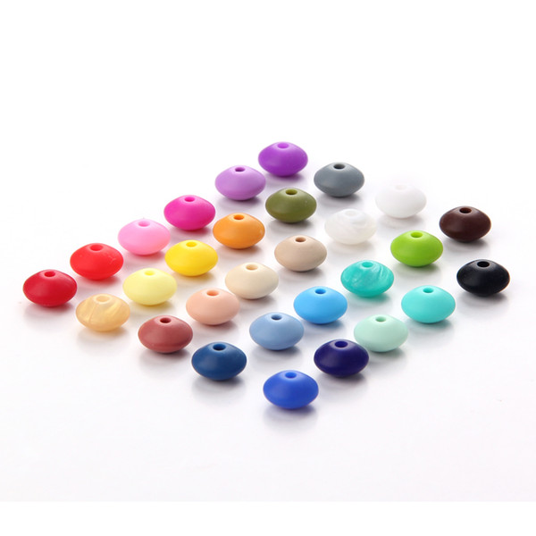 TYRY.HU 200 pieces Lentil Round Silicon Beads Teething Baby Teether DIY Necklace Pacifier Chain BPA Free Grade Silicone