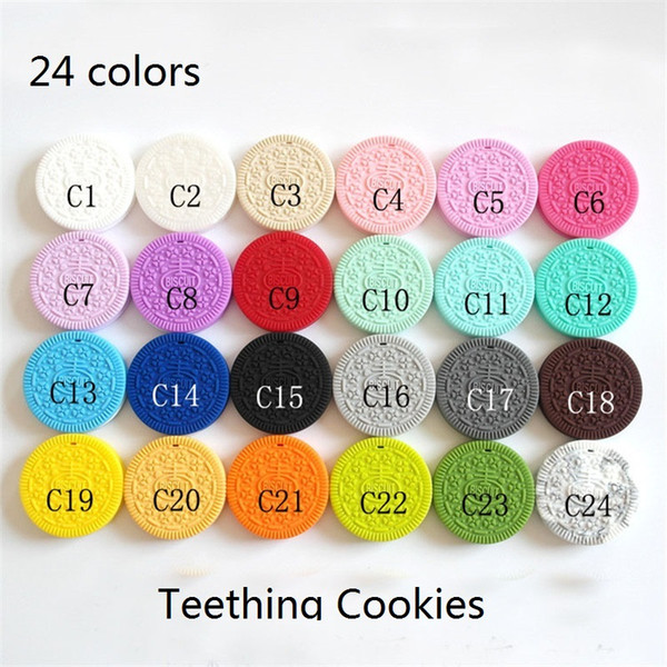 Baby Teething Cookies Silicone Teether 24 Colors Teether Balls Toys for Baby Lovely Infant Toy Cute Teeth Training Product ST199