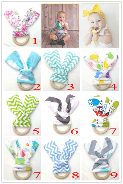 Natural Baby Teethers Natural Circle Milk Cotton Crochet Rabbit Ear Newborn Teeth Practice Toys Training Handmade Ring Teether