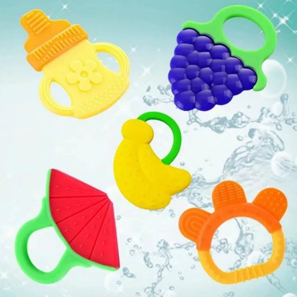 Baby Silicone Teethers Infants Fruits Soothers Watermelon Banana Grape Teething Ring For 1-3 Months Newborn Toys Gifts A737