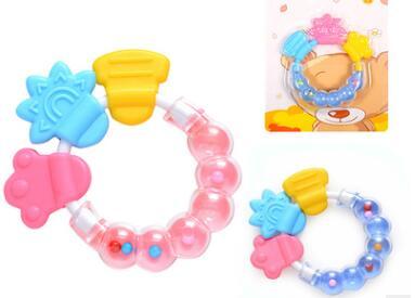 Safe silicone baby circular bell toy newborn chew toys molars rod soothers teethers 2019 new cheapest blue pink green three colors 224