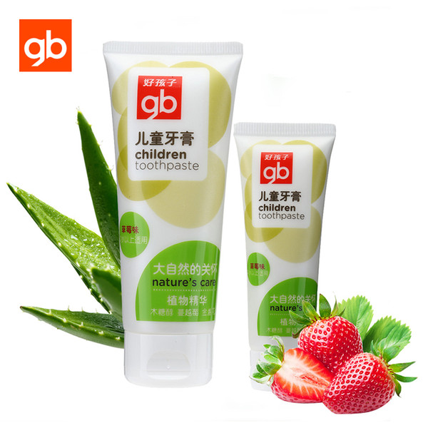 GB Natural Fluoride Free Children Toothpaste Baby Dental Care Strawberry Taste, 60g + 20g