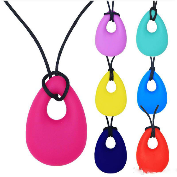 Silicone Baby Teether Toddler Kids Drop Ring Teething Black Chian Necklace Pendants Newborn Molars Tooth Chewable Teething Toy