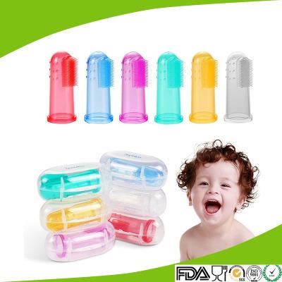 Silica gel Baby molar stick Baby toothbrush kids gloves teether white blue 2 colors