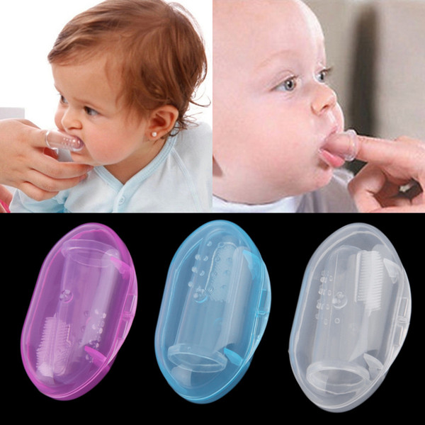 2Pcs Soft Safe Baby Toothbrushes Kids Silicone Finger Toothbrush Gum Brush For Children Dental Care Rubber Massager With Box