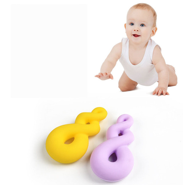 2019 HOT Silicone Eight Shape Teether Food Grade Silicone Teething Pendant Necklace Baby Chewing Bead Safe Teether Toy Sensory Necklace