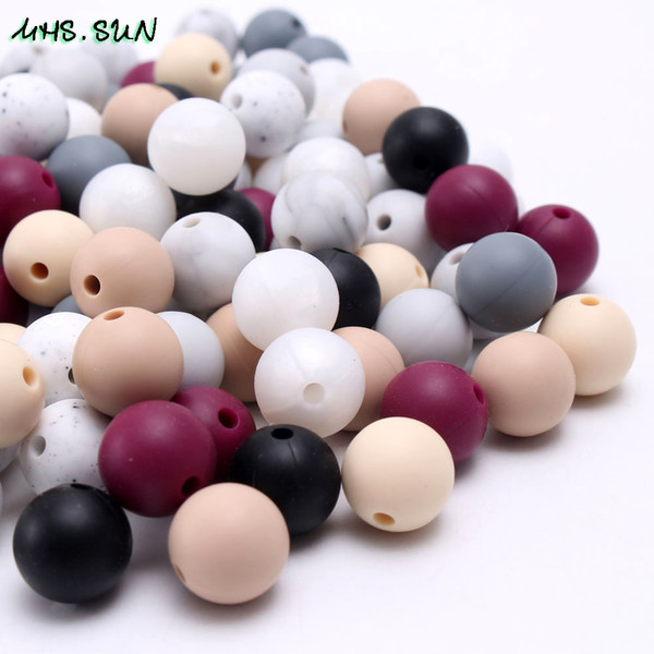 Wholesale 9MM 12MM 15MM 19MM Loose Baby Teething Beads 100% BPA Free Silicone Teething Beads DIY Safety Baby Chew Beads