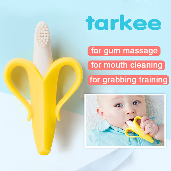 2PC Safe Banana Corn Baby Teethers Silicone Toothbrush Teething Kids Tooth Brush Dental Care Gifts Chew Toys for Children