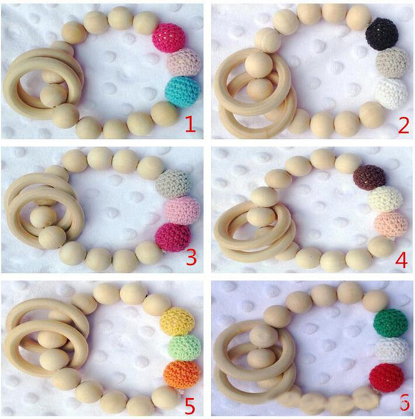 New Baby Teething Ring Infant Wooden Teethers Baby Wooden Bracelets Safety Environmental Friendly Infant Teether Beads