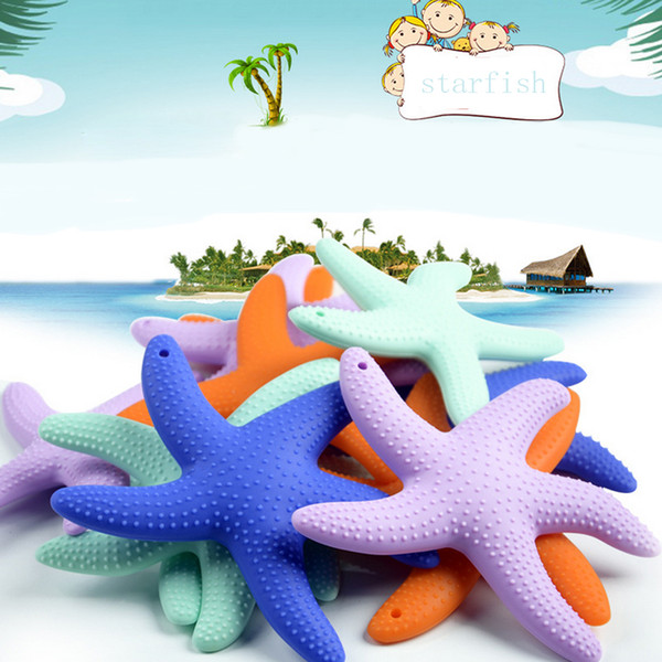 FDA LFGB Approved BPA Free Food Grade Silicone Baby Starfish Teether Infant Toddler Chew Teething Training Toys