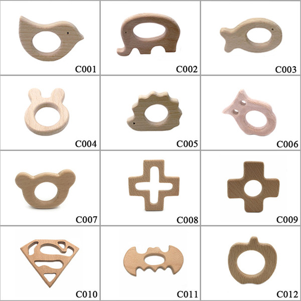 Super wood teether man bird baby teething toys animal hedgehog cross teether bear fish Elephant