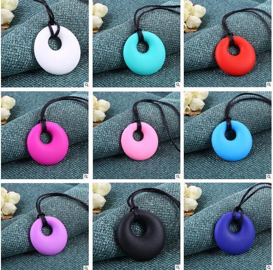BPA Free Silicone Round Teething Pendant Necklace Baby Pacifier Dummy Soother Chewing Teether Jewelry free shipping