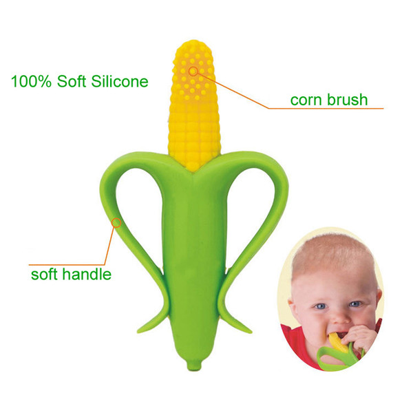 Free shipping Baby Corn Infant and Toddler Training Toothbrush and Teether toy for 3 Months and Up BPA & PVC Free 100% Soft Silicone