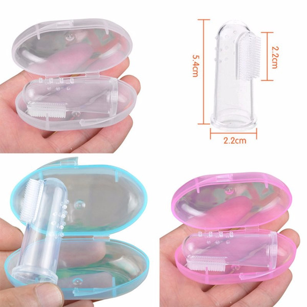 1 Set Baby Finger Toothbrush With Box Babies Teeth Clear Massage Soft Silicone Infant Cleaning Brush