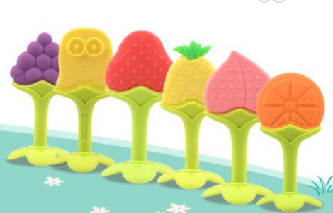 8 styles Fruits Silicone Teether Chew stick Kids Teether Chewable Nursing Beads Articles for babies J19L014