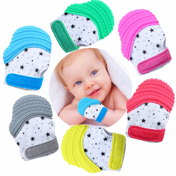 2018 1pcs Silicone Teether Baby Pacifier Glove Baby Teething Chewable Newborn Nursing Mittens Teether Beads Infant