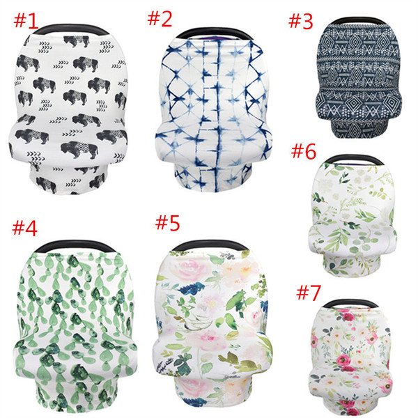 INS Baby Floral Feeding Nursing Cover Stretchy Car Seat Covers Newborn Toddler Breastfeeding Privacy Scarf Shawl Stroller Canopy Tools