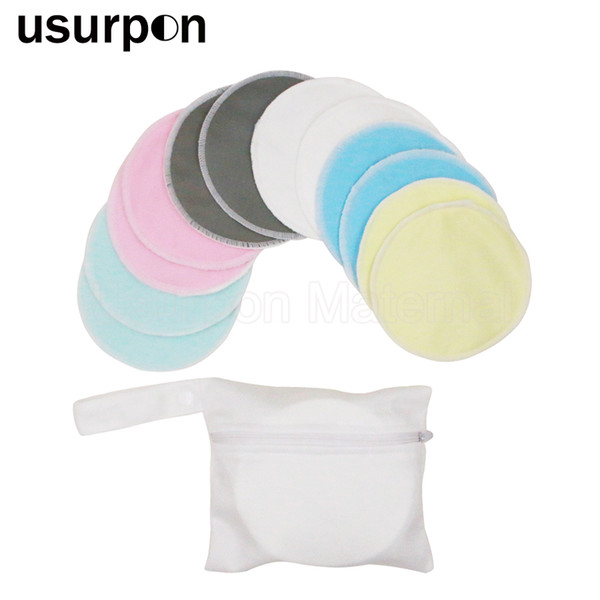 [usurpon]12 pcs breast pad mom nursing pad waterproof fabric and organic bamboo resuable feeding with 1 laundry bag