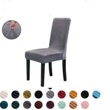 Winter Thick Plush Chair Cover Stretch Solid Color Slipcovers Removable Elastic Chair Cover Restaurant Weddings Chair Covers 17Colors ZYQ106