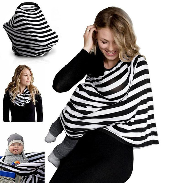 Wholesale- Hot Striped Nursing Cover Cotton Breathable Baby Breastfeeding Cover Pregnant Women's Clothing Scarf Baby Seat Covers Outdoor