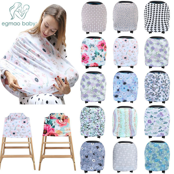 Multifunctional 5 In 1 Baby Breastfeeding Car Seat Canopy Shopping Cart Trendy Scarf Breathable Nursing Cover Q190530