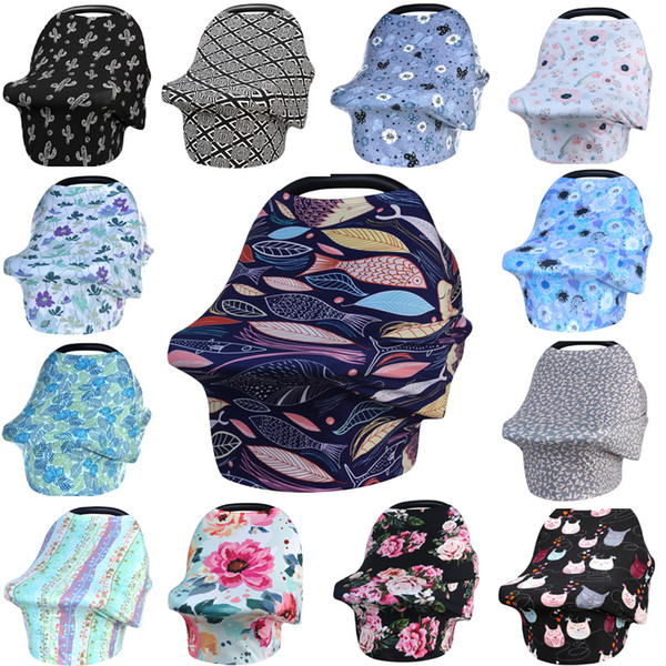 New Baby Car Seat Cover baby Nursing Cover Printed Shopping Cart High Chair Car Seat Canopy Use Breastfeeding Up Stroller